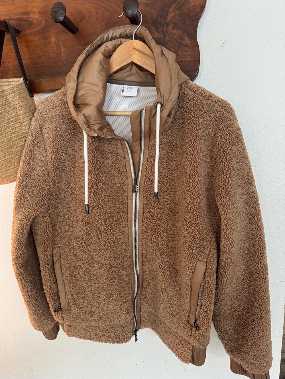 Bogner Emylia Teddy Sherpa Hooded Jacket Brown Women’s US 10 L